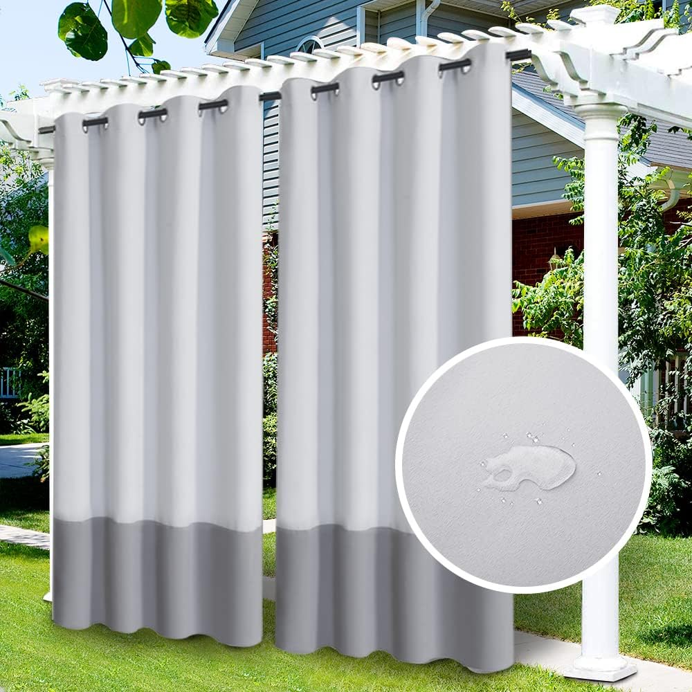 TOPCHANCES Outdoor Curtains with Grommets,Gradient Color Curtains Light Blocking Curtain Thermal Insulated Blackout Outdoor Drape Ombre Window Curtains for Living Room(2 Panels,52x94 Inch)