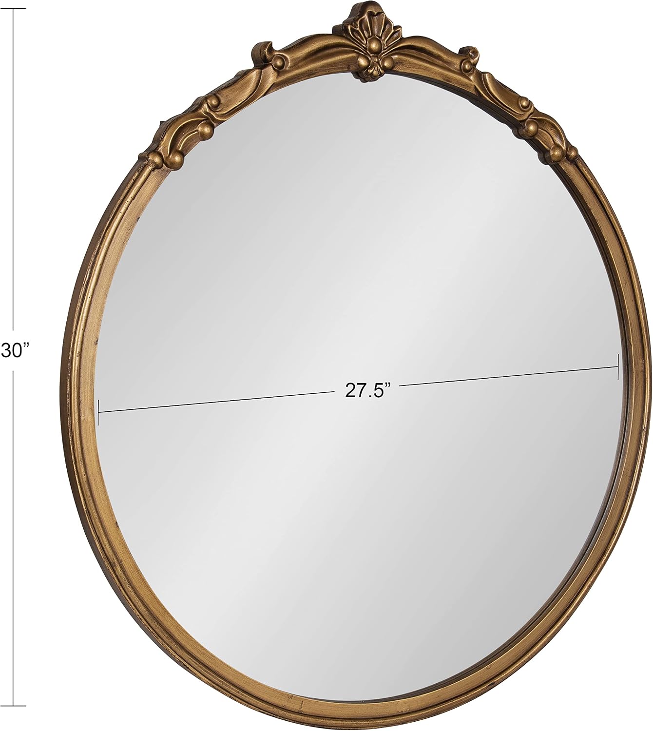 Kate and Laurel Marchon Ornate Round Mirror, 30 Inch Diameter, Gold, Decorative Traditional Glam Mirror