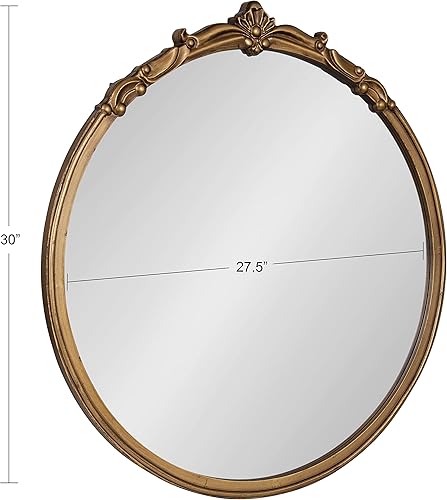 Miniatura 7 de Kate and Laurel Marchon Espejo redondo adornado, 30 pulgadas de diámetro, dorado, espejo decorativo tradicional