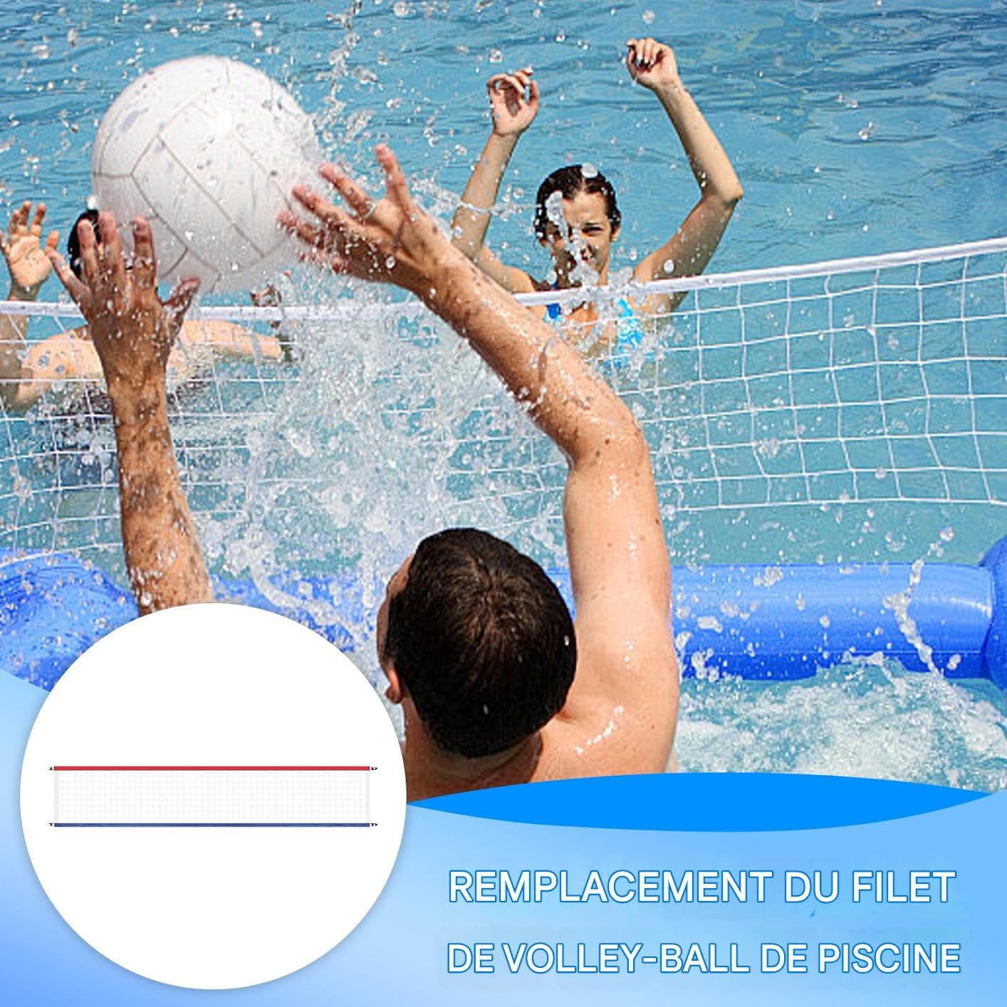 Volleyballnetz für Pool – Pool-Volleyballnetz, austauschbar, 4,5 x 0,9 m, anpassbar – Zubehör verstellbar für Wasserspiele und Freizeit im Freien