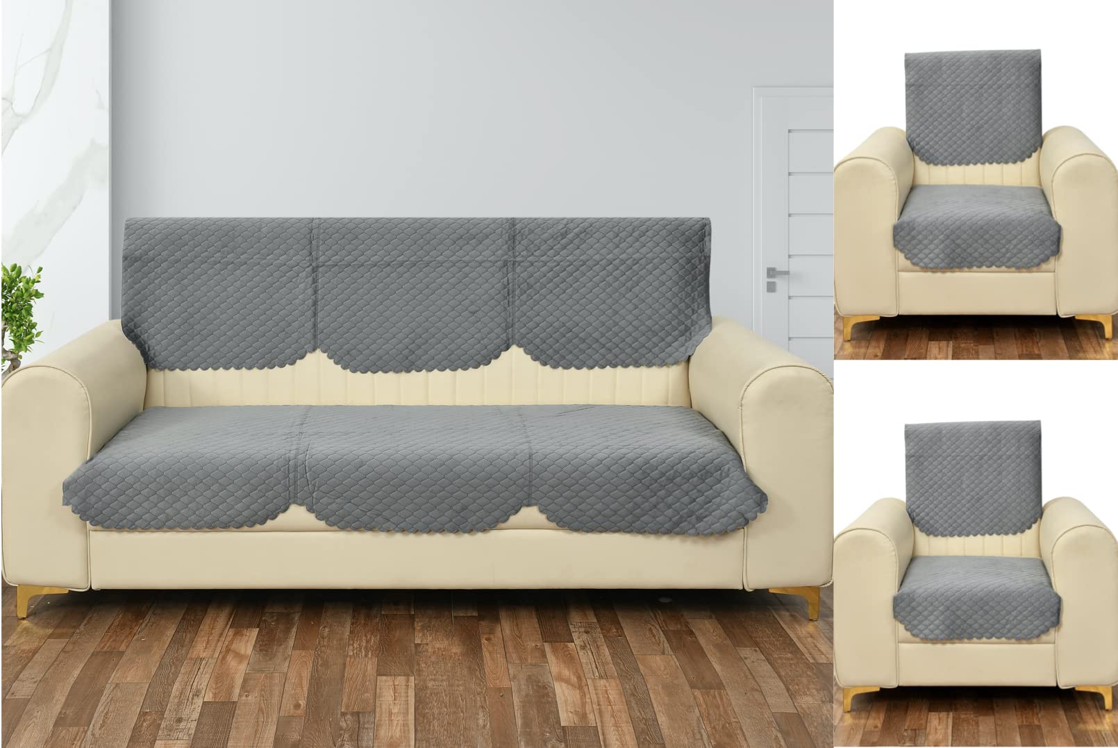 Money Home Decor Quilted Sofa Cover Set for 5 Seater Sofa | 3 Seater and 2 Seater Sofa Slip Covers/Velvet Sofa Panel (Grey, 5 Seater) (B0CHS5QCPK) Amazon Price History, Amazon Price Tracker