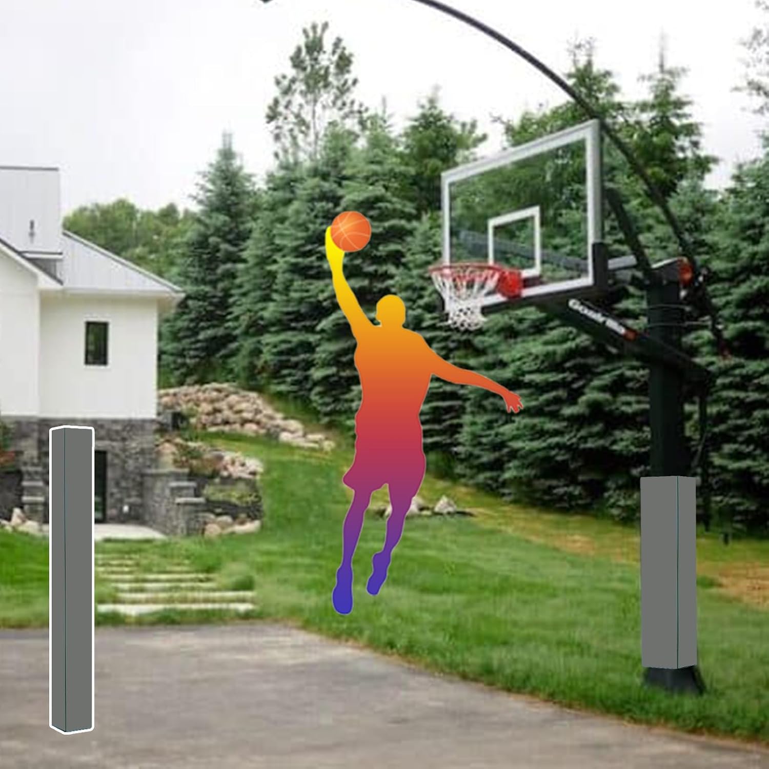 Basketball Pole Padding - Protective Cushion for Square Metal Poles (3.5"x3.5", 9"x9", 9.5"x9.5") - Durable Wrap for Carport & Hoops - Gray A, 8x8 in / 20x20 cm