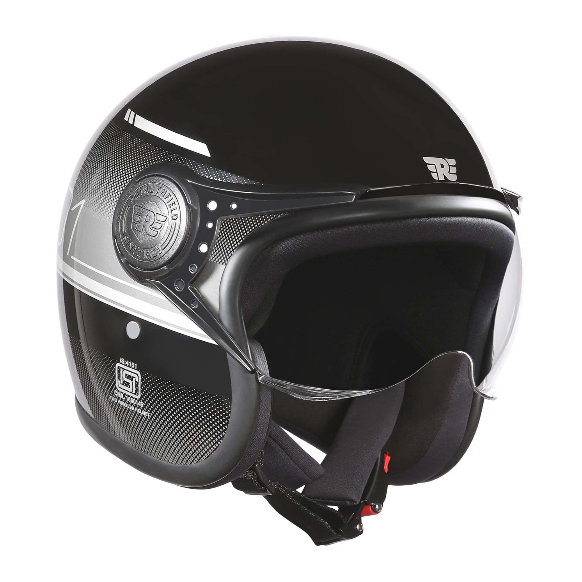 ROYAL ENFIELD MLG Jet NEO Open FACE Helmet | Made Like A Gun- ISI & DOT Certified | ABS GI | High Impact Grade Thermoplastic & High Density EPS Liner for Superior Impact Protection Grey (M) 58 CM-image-48