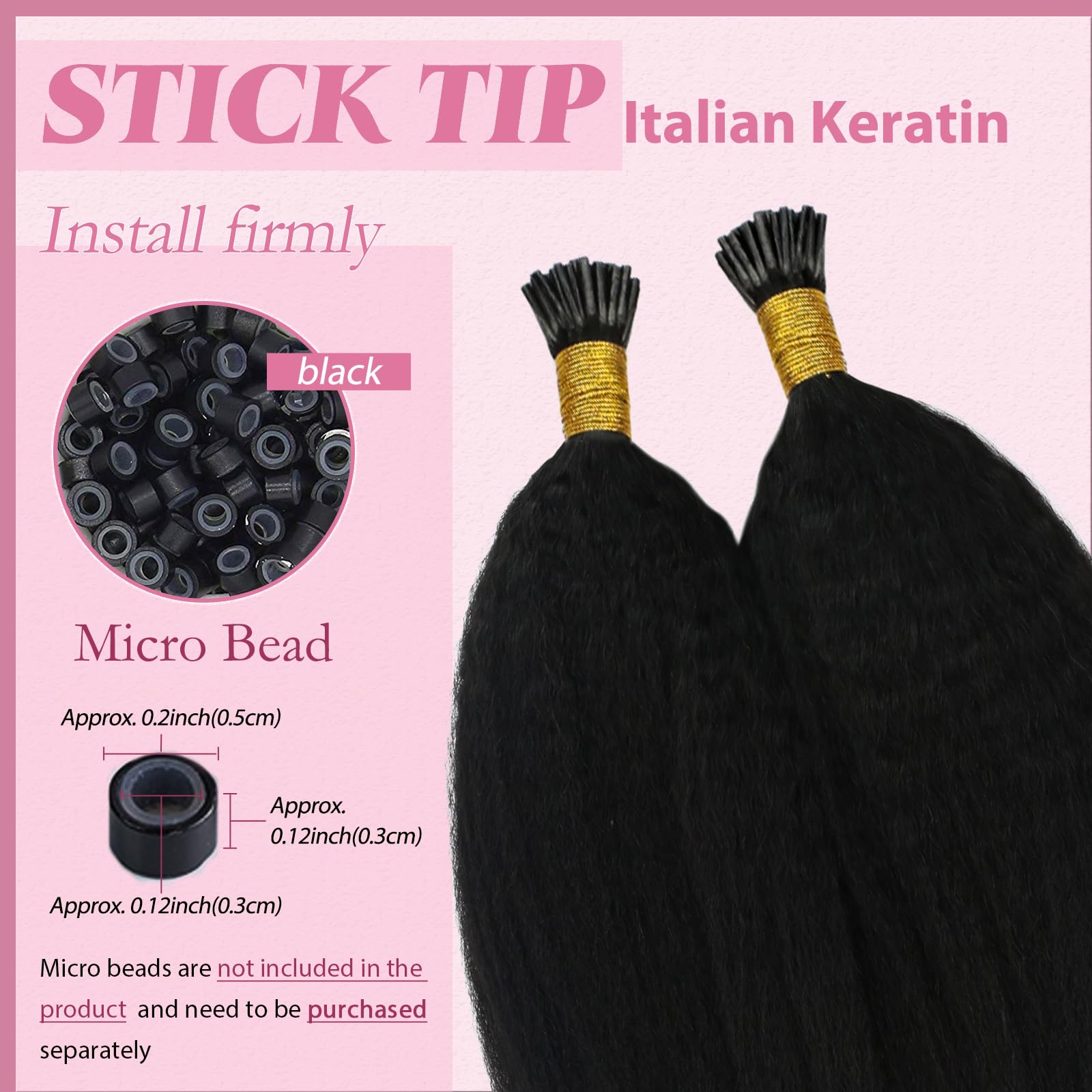 Amazon.com : YoungSee Kinky Straight Itip Human Hair  display picture 3