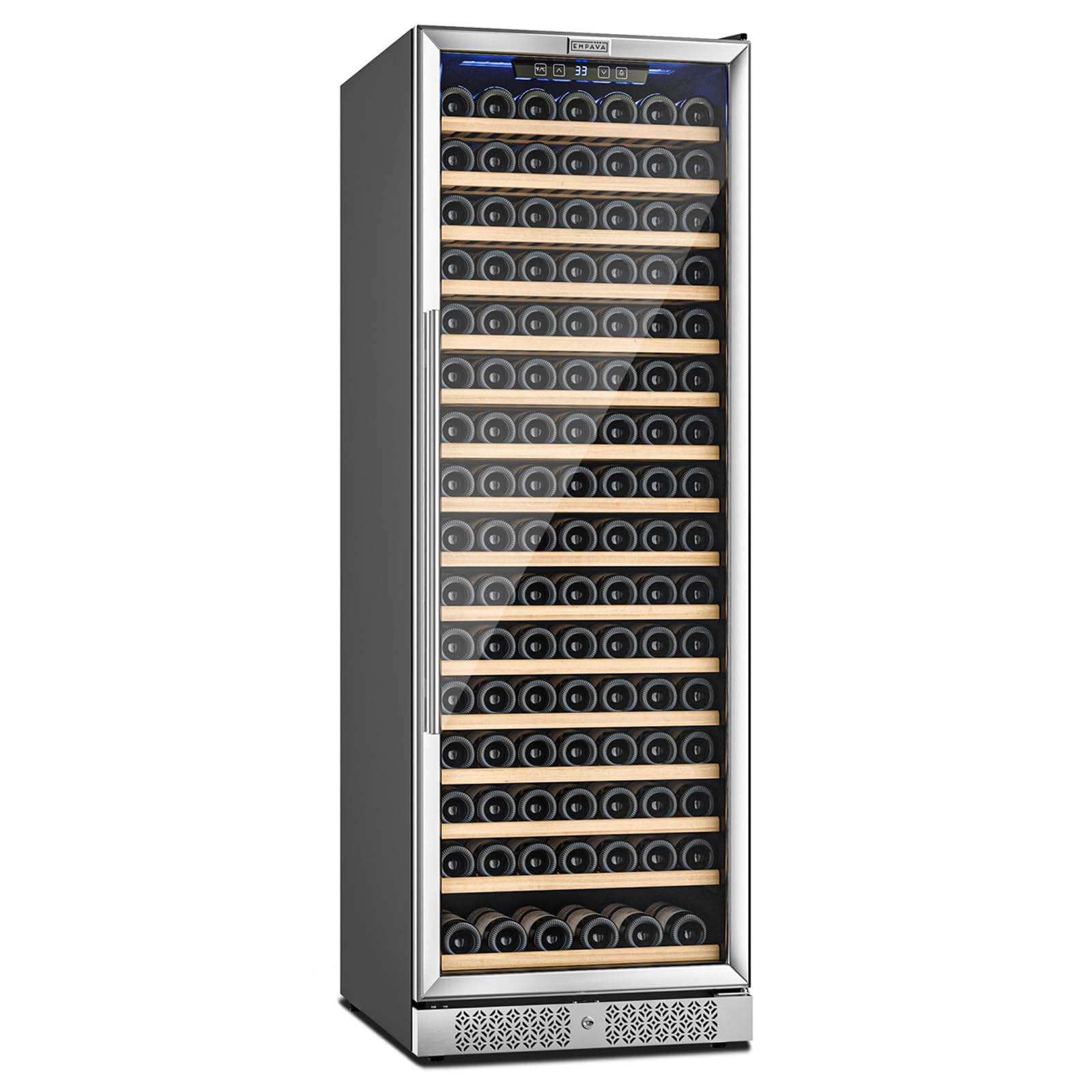 Empava 24 Inch Wine Fridge, 171 Bottle Wine Cooler Refrigerator with Professional Compressor, Large Capacity Fast Cooling Low Noise for Wine Enthusiasts, Built-in or Freestanding | Fridge.com