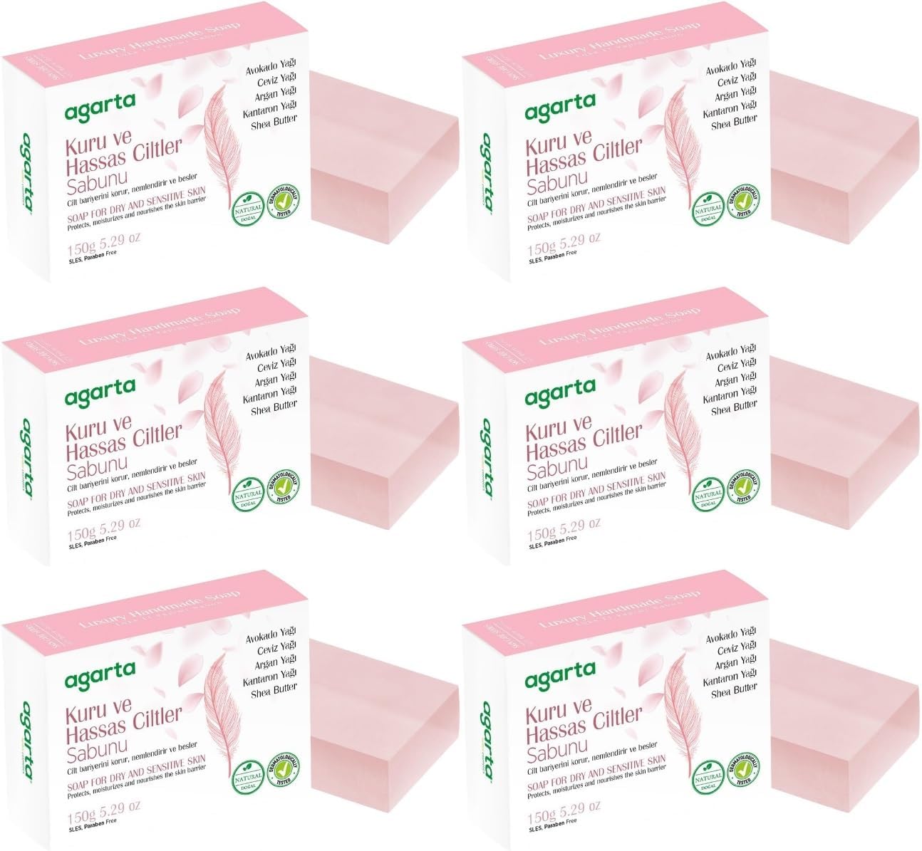Agarta Kuru ve Hassas Ciltler Sabunu, 150g, 6'lı Set