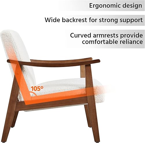 Miniatura 18 de Yaheetech Silla decorativa, silla de sala de estar de mediados de siglo, silla auxiliar moderna de tela de lino con respaldo alto para sala de