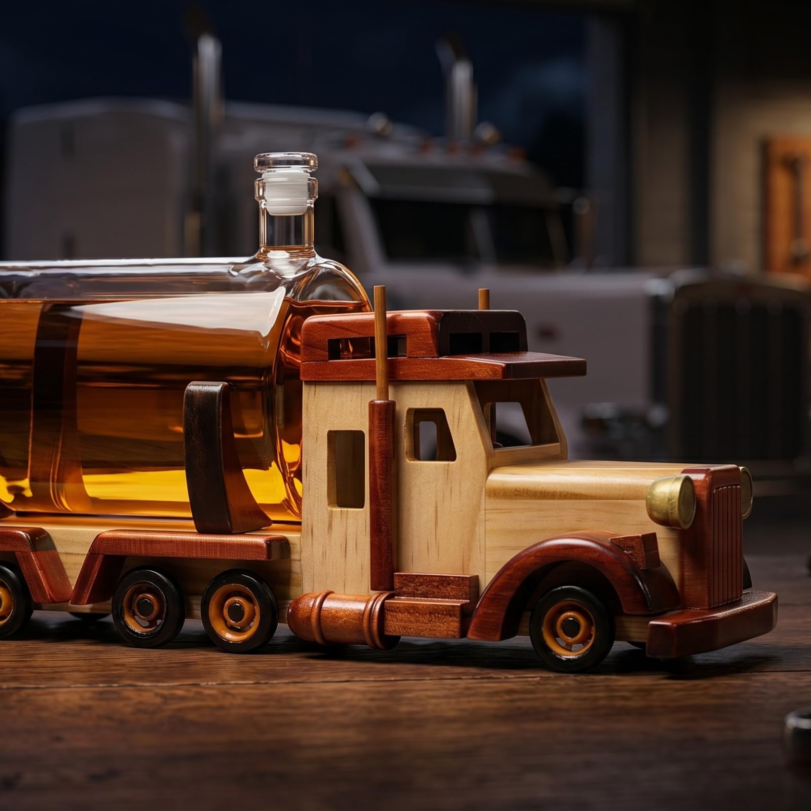 Décanteur de vin et de whisky pour vin, bourbon, scotch ou whisky, cadeau pour les pères, camionneurs, 1000 ml, 45,7 cm de long, cadeaux pour papa, lui – Cadeau de camionneur, cadeau de chauffeur de