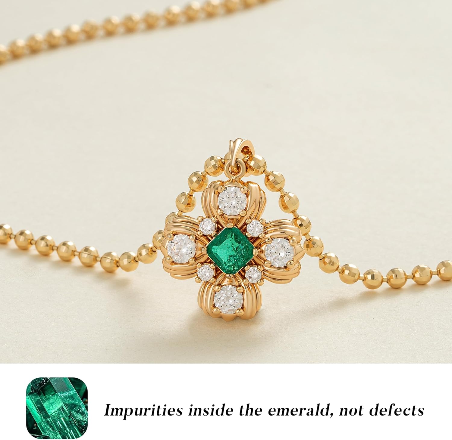 Gold Simulated Emerald Pendant Necklace for Women 14K Gold Plated Dainty Gemstone Crystal Emerald Charm Necklaces for Women Trendy Gold Jewelry - Image 5