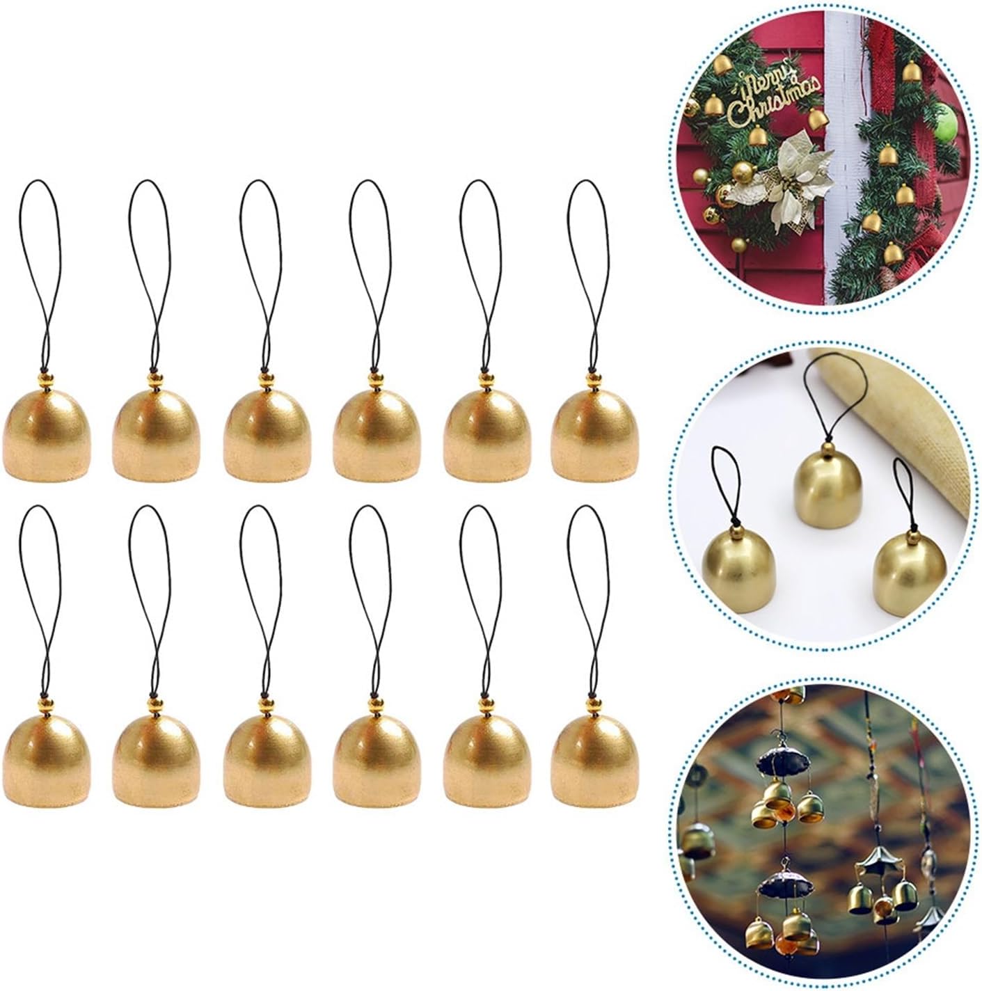 Small Bell,Bells,Jingle Bells for Crafting, 12pcs Small Bell Mini Metal Christmas Decorative Rustic Vintage Pet Ornament, 2.8X2.5CM, Golden