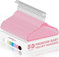 Vista 16 de HOUSE DAY Perchas de terciopelo para bebés de 11 pulgadas, paquete de 50 unidades, color gris, perchas de alta calidad para niños, ropa de bebés