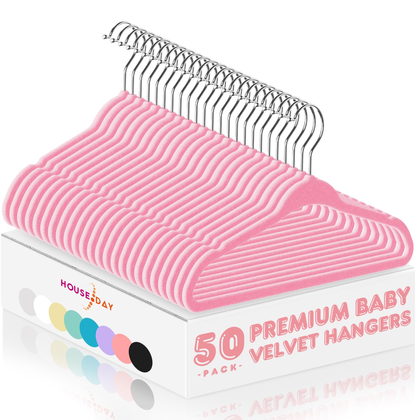 Minnebaby Lot De 30 Cintres En Velours Avec 6 Séparateurs De Vêtements Rose