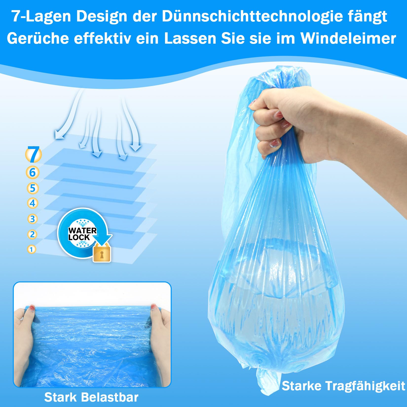 Herbst Lot de 18 recharges pour poubelle à couches - Bleu