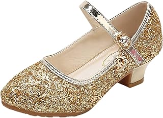 Sapatos infantis meninas moda palco salto alto dança cristal performance princesa sapatos únicos criança corrida meninas (ouro, 12,5 criança pequena)