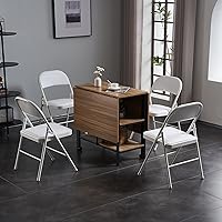 Vista 9 de Paquete de 4 sillas plegables con asientos y respaldo acolchados, sillas plegables de plástico con marco de acero y cojín, juego de 4 sillas