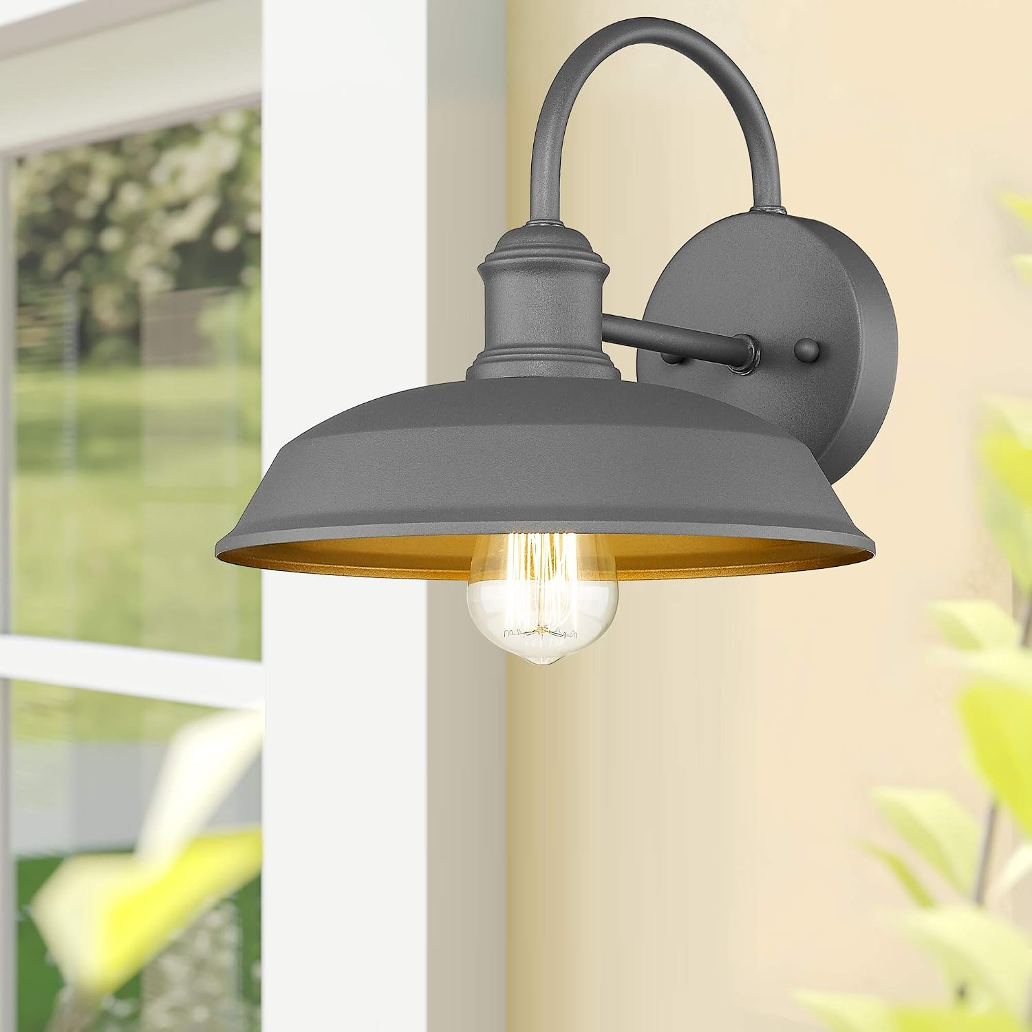 🔥 Crаzу Dеаlѕ Odeums Farmhouse Barn Lights, Outdoor Wall Lights, Exterior Wall Lamps, Industrial Wall Lighting Fixture, Wall Mount Light in Gray Finish with Copper Interior (Gray, 2 Pack)