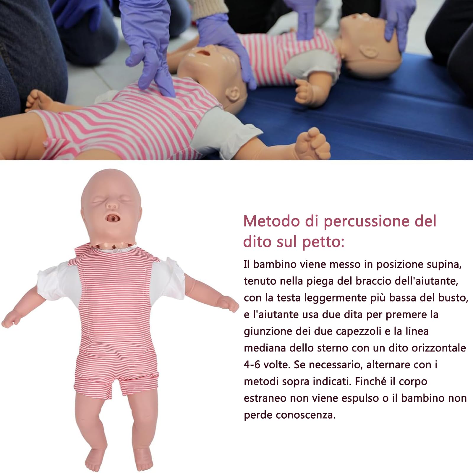 Manichino Infantile di Rianimazione, Modello di ostruzione delle vie aeree infantile, Modello di Rianimazione Cardio Polmonare, Infarto delle vie aeree infantili e modello di RCP