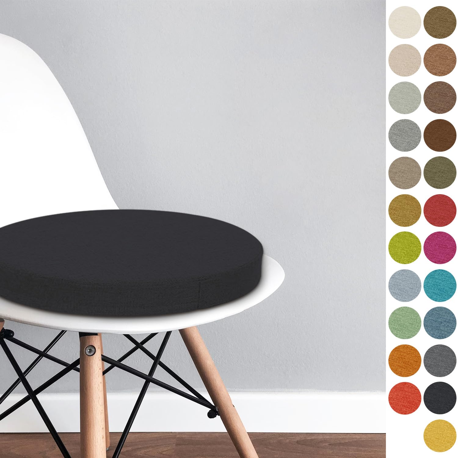 Round Chair Pad 40x40x3 CM Bistro Circular Chair Cushion Garden Kitchen Dining Chair Seat Cushion Memory Foam Chair Seat Pad,Color#28 black