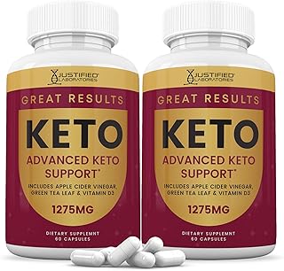 Justified Laboratories Great Results Keto ACV Pills 1275MG Formulated with Apple Cider Vinegar Keto Support Blend 60 Capsules (2 Bottles)