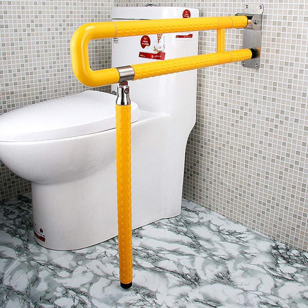 Barra de agarre de baño en forma de R plegada, asas de seguridad para el baño para discapacitados, barras de asistencia para pacientes ancianos, mango de uso (color: amarillo)