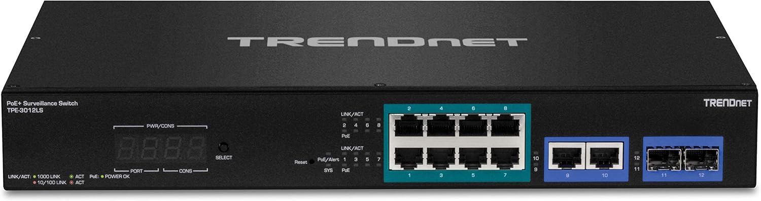 Tilbage view of the TRENDnet TPE-3012LS switch