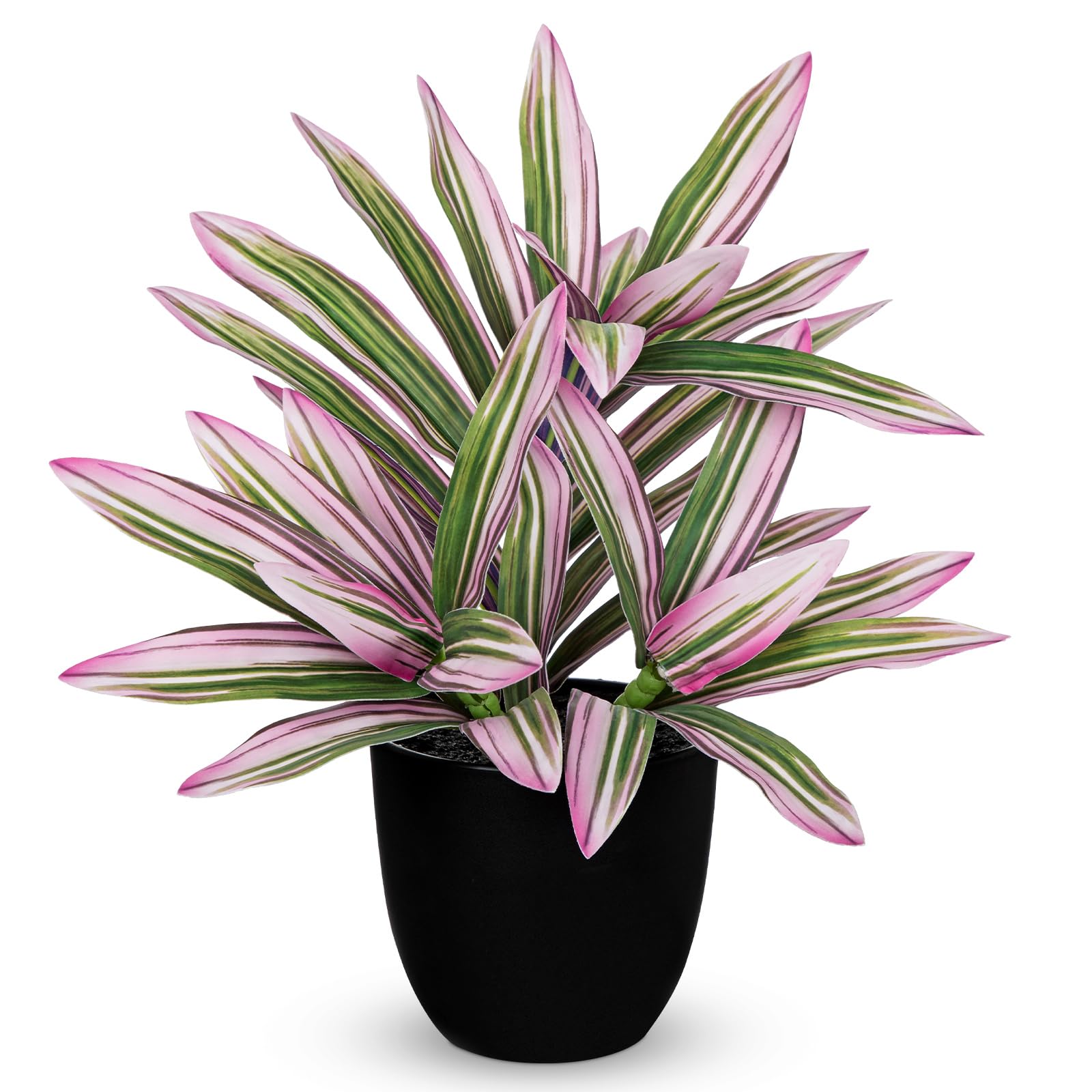 Oairse 32cm Fake Plants in Black Pots Artificial Dracaena Plant Decorative Fake Potted Plants Realistic Faux Indoor Plant For Home Bathroom Living Room Kitchen Shelf Table Decoration