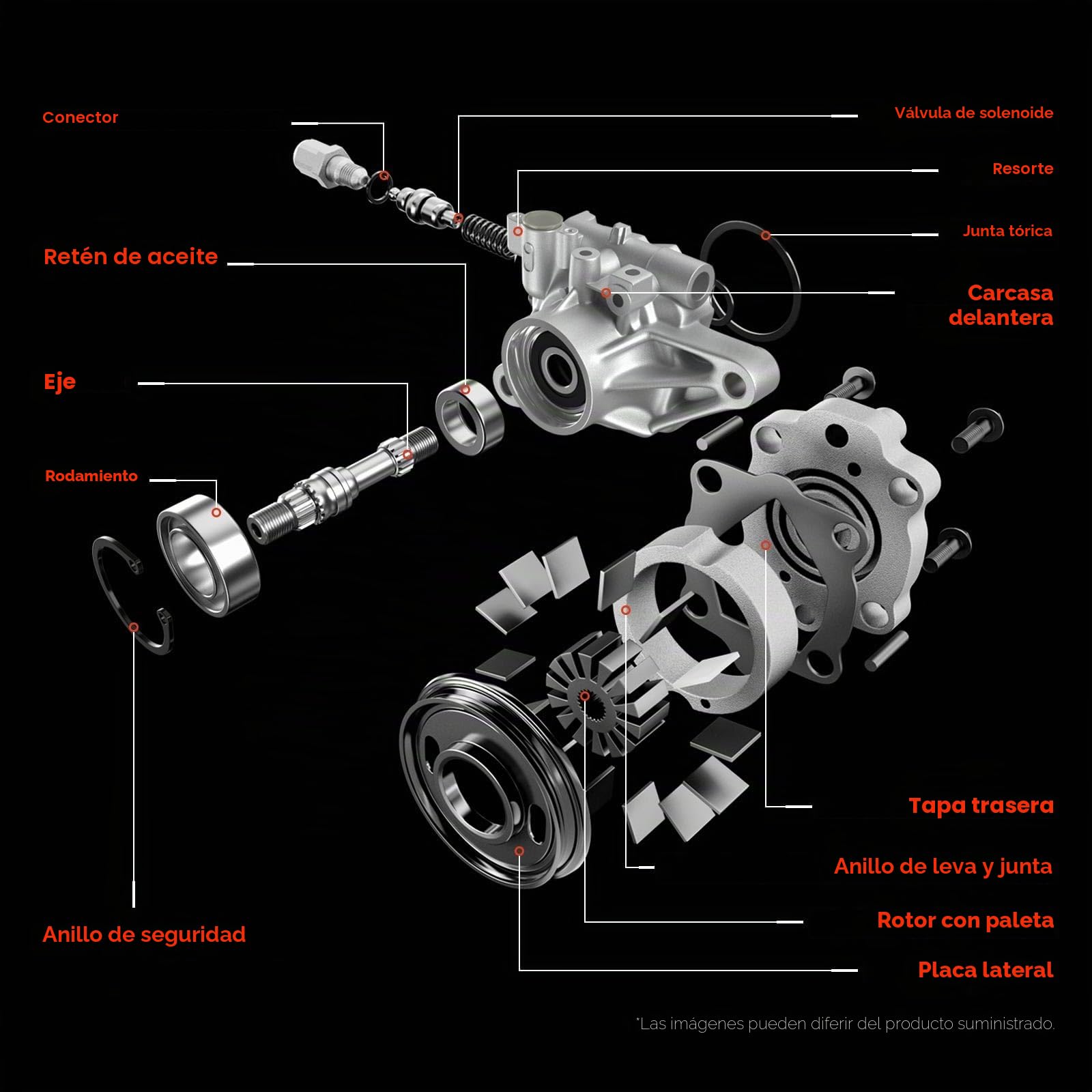 Frankberg Bomba servo Bomba de dirección Gasolina Compatible con Accord VII CL CN 2.0L-2.4L 2003-2008 Accord VII Tourer CM CN 2.0L-2.4L 2003-2008 Replace# 56110RBAE01