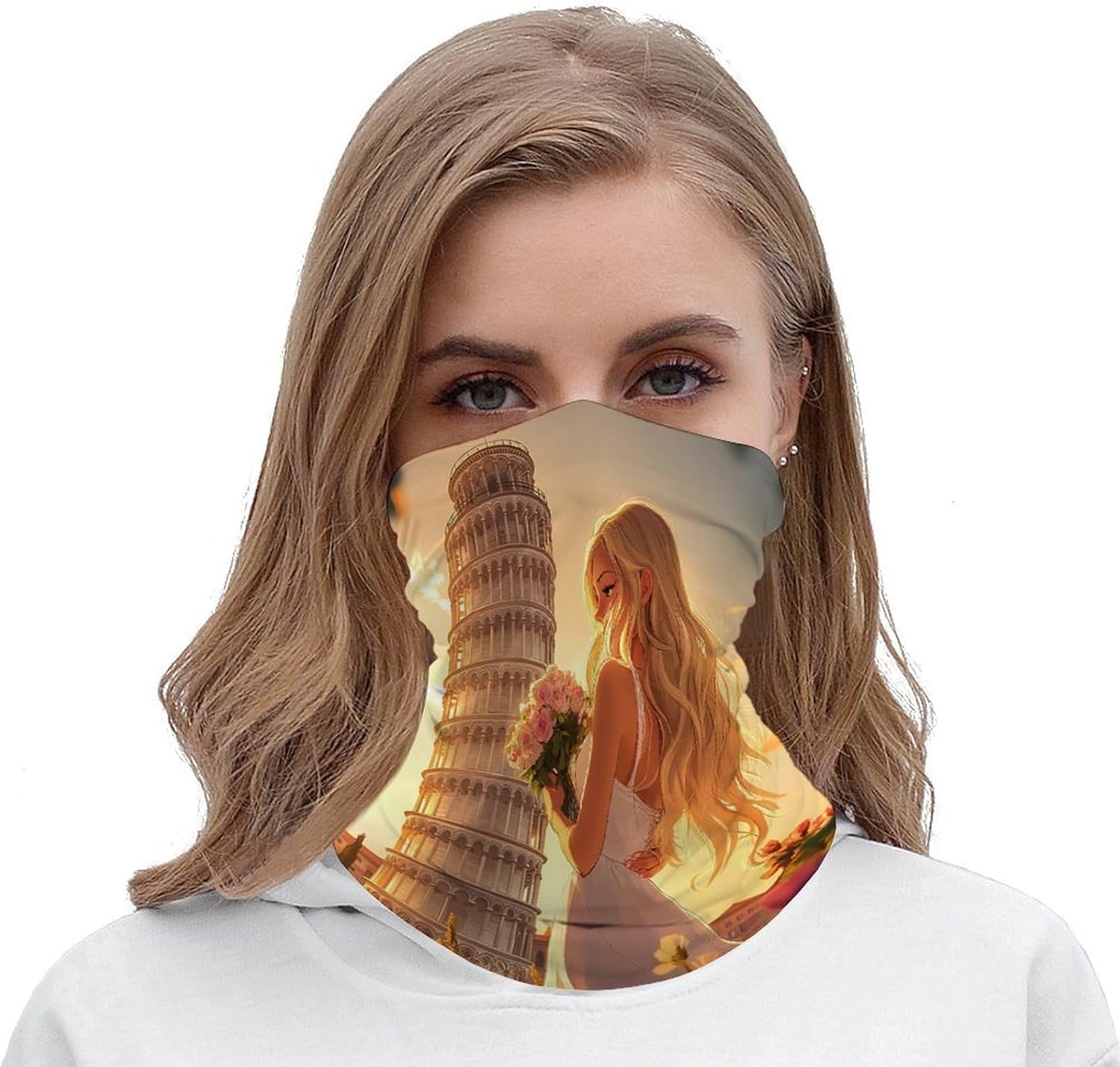 Leaning Tower of Pisa Woman Face Cover Neck Gaiters for Men Women Sun Protection Mask Scarf Hiking Bandana