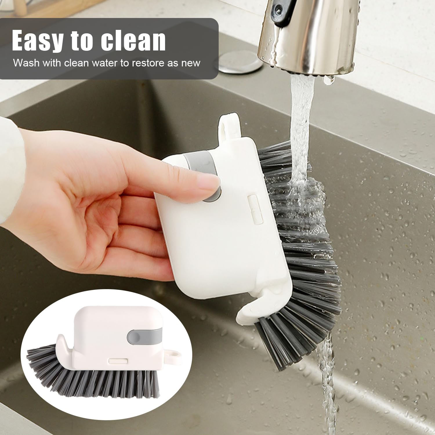 Limpiar Ventanas Cepillo Ranuras Multifuncional - 3 en 1 Mini Mano Limpieza Herramienta para Ventana Puertas y Esquinas para Limpieza de Puerta Baño Cocina Herramienta, 2 Piezas