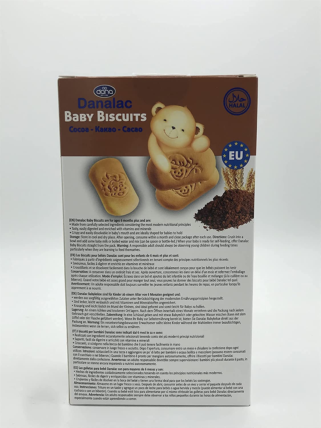 Danalac, Cocoa Baby Biscuits Pack of Finger Food Snack for Toddlers 6+  Months with Calcium Iron and Vitamins, 120 gram (Pack of 2)