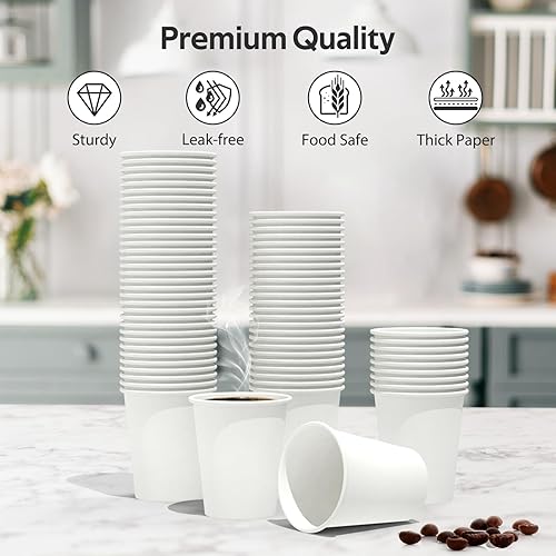 Miniatura 3 de Dealusy 100 Count Coffee Cups 8 oz, Leak-Free Food Safe Paper Cups 8 oz, Hot Cups, Disposable Hot Coffee Cups 8oz