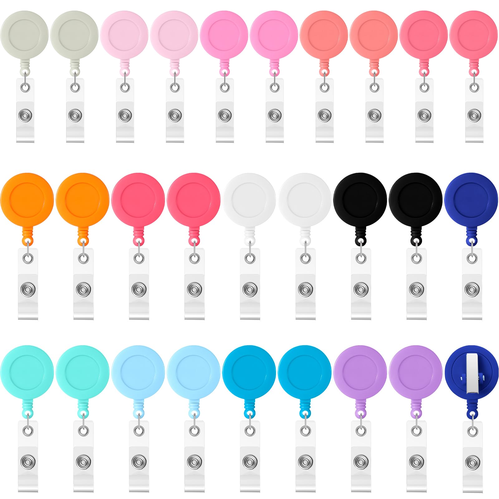 PerKoop 28 Pcs Badge Reel Retractable Bulk Back to School 360° Swivel Colorful Alligator Clips 25'' Badge Holder ID Clip for Nurse Doctor Student Teacher Office Hanging Cards Gift(Vivid Color)