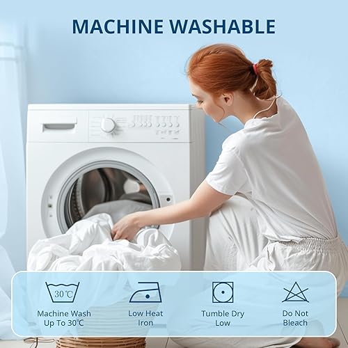 Miniatura 7 de YUGYVOB Cubrecolchón Queen extra grueso, refrescante y transpirable, bolsillo profundo de 8 a 21 pulgadas, relleno alternativo de plumón suave