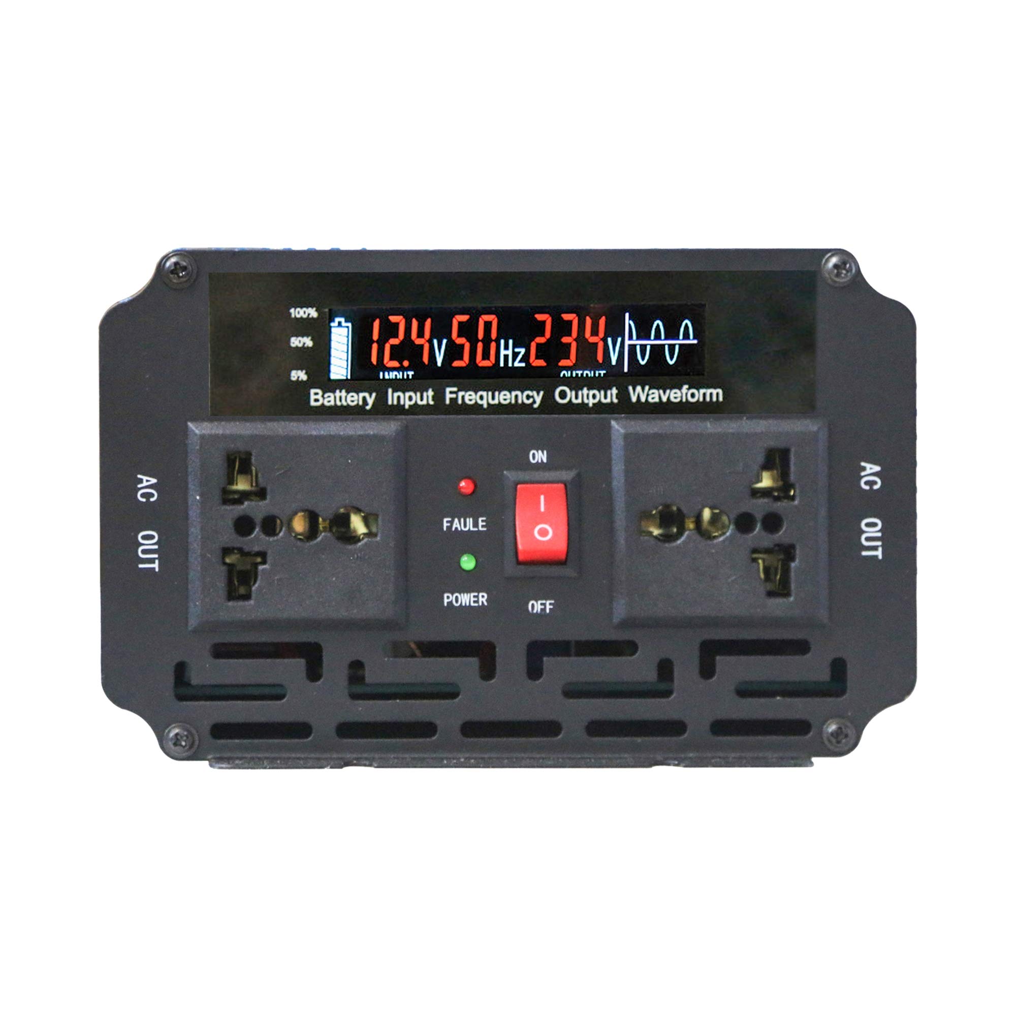 1500 W Reiner Sinus-Wechselrichter, 3000 W Spitzen-Auto-Wechselrichteradapter DC 12 V / 24 V Bis AC 220 V, Mit Zwei Wechselstromsteckdosen,DC 24V to AC 110V
