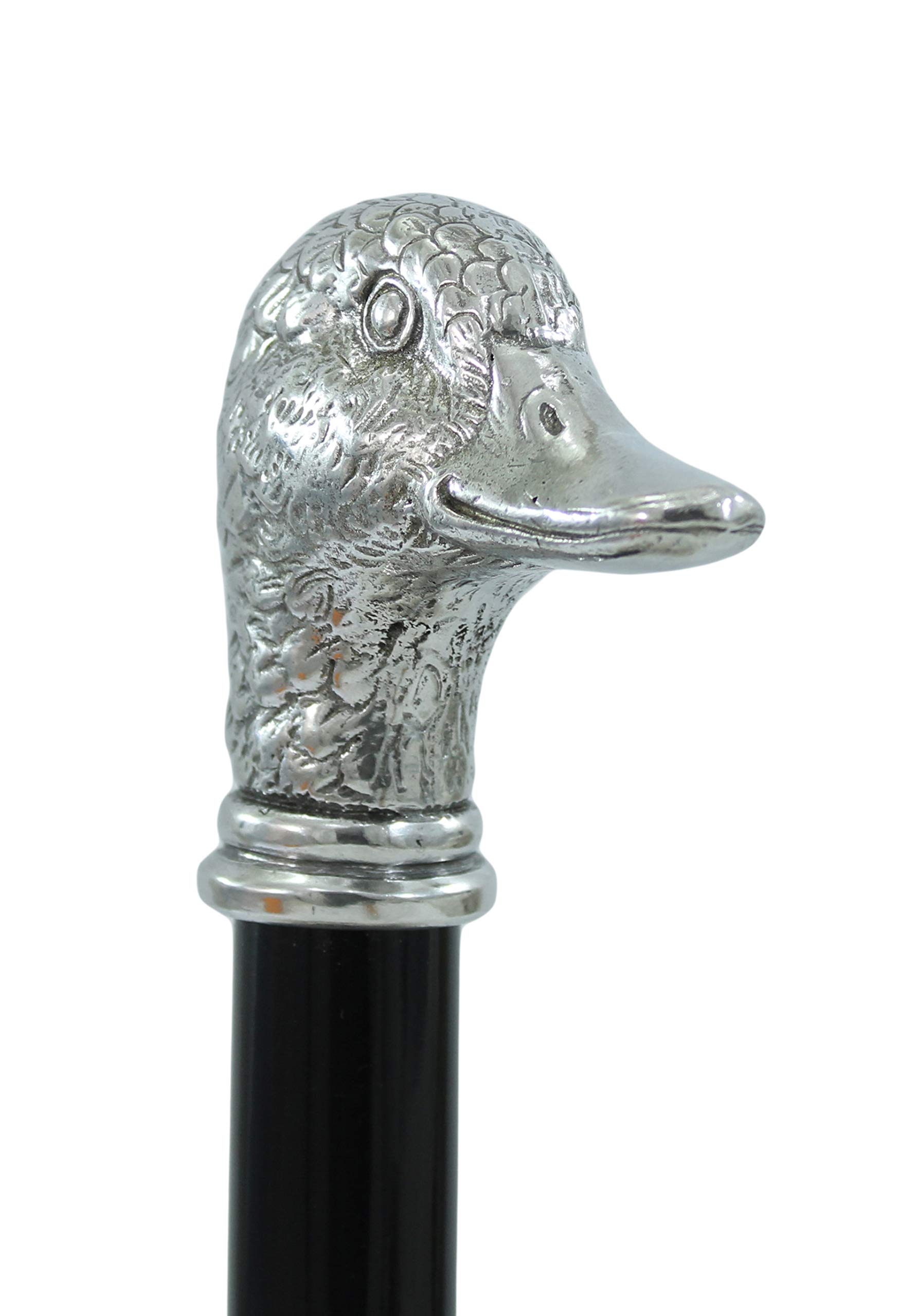 CAVAGNINI Esclusivo Bastone da Passeggio di Lusso Uomo Donna, Testa Papera Anatra Peltro Lucido Argento, Personalizzato Incisione Nome, Regalo Elegante Pensionamento Nonno Papà Made in Italy 97cm