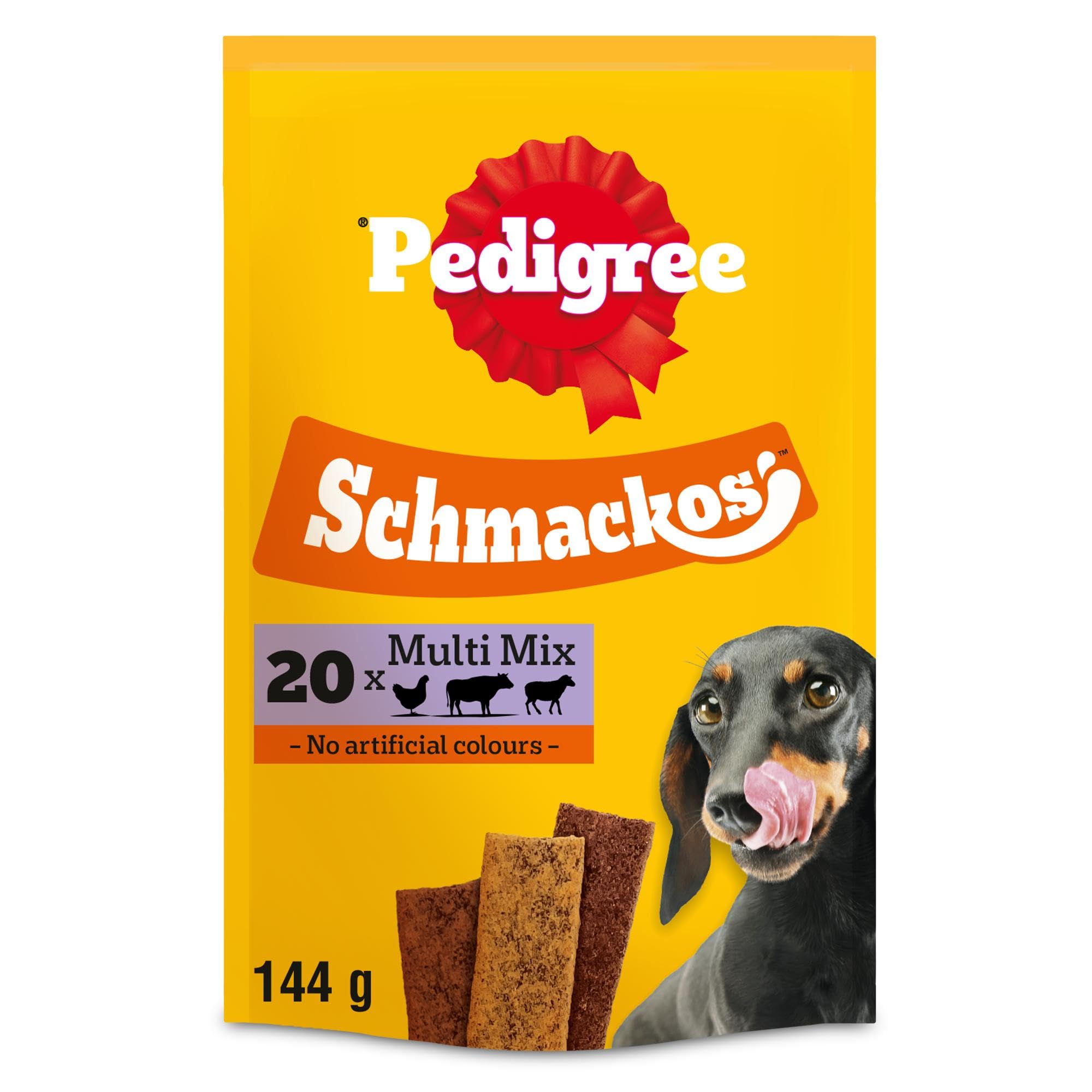 Sponsored Ad – Schmackos Multi Mix - Dog Treats in a Variety of Meat Flavours – 180 Tender Strips – Pack of 9 (9 x 144 g)