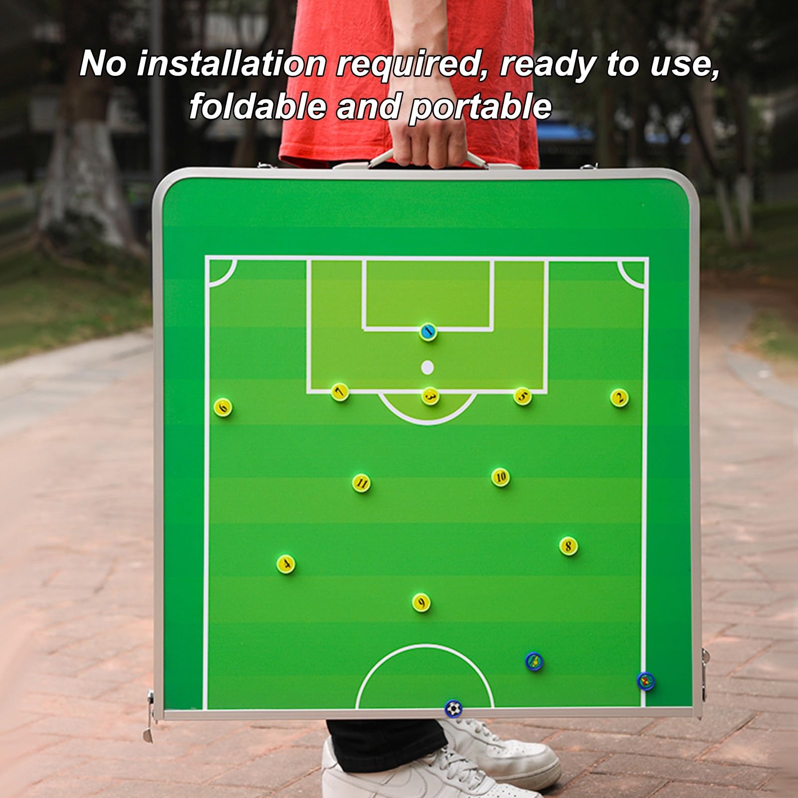 Lavagnetta Tattica Calcio, Lavagna Tattica Statica da Calcio, Design Pieghevole, Altezza Regolabile, Materiale in Lega di Alluminio, Ideale per l'Insegnamento