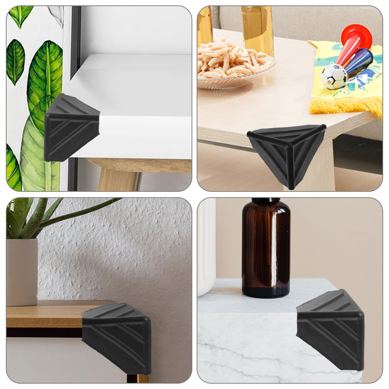 Healeved Protection D'angle pour Meubles en Plastique Noir 100 Pièces, Facile à Installer et Retirer, pour Emballage et Expédition des Cartons