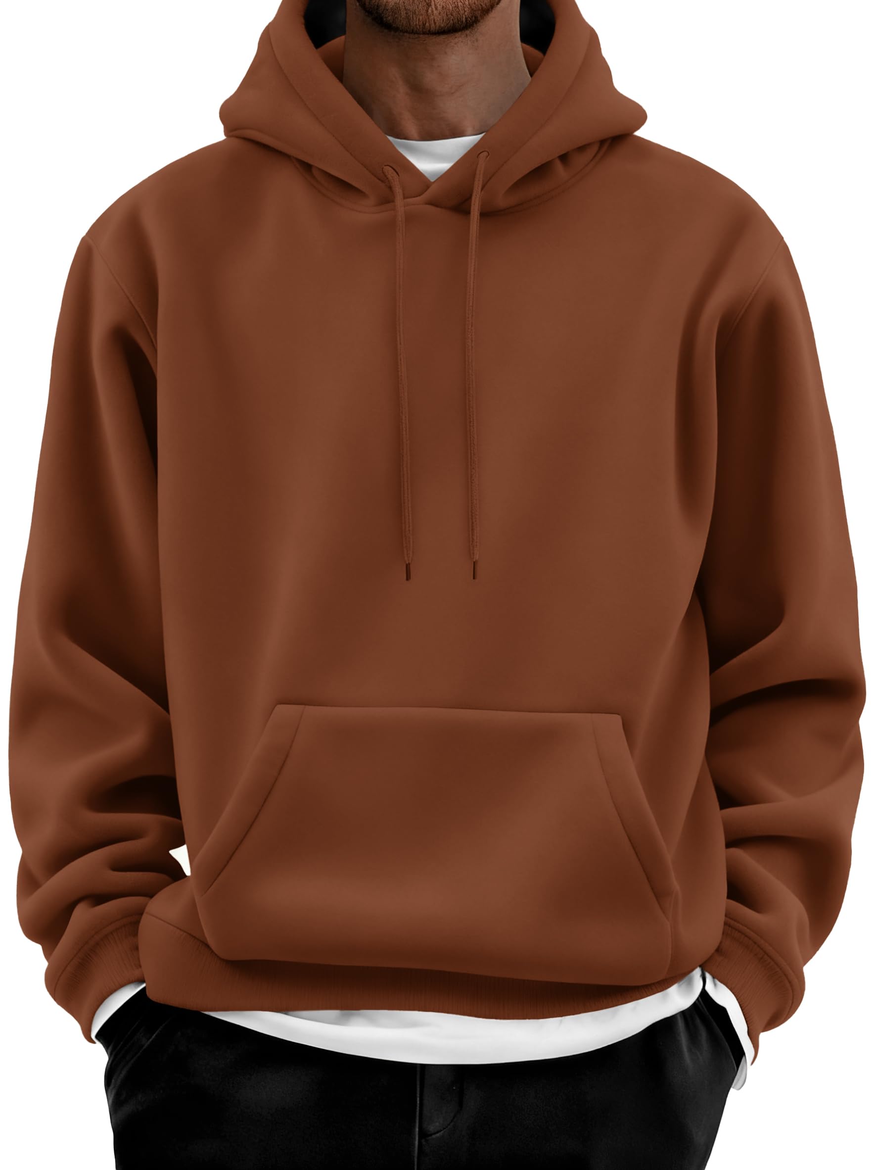 COOFANDY Men Cotton Fleece Hooded Sweatshirt Casual Long Sleeve Hoodies Pullover Fashion Drawstring Hoodie with Kanga Pocket