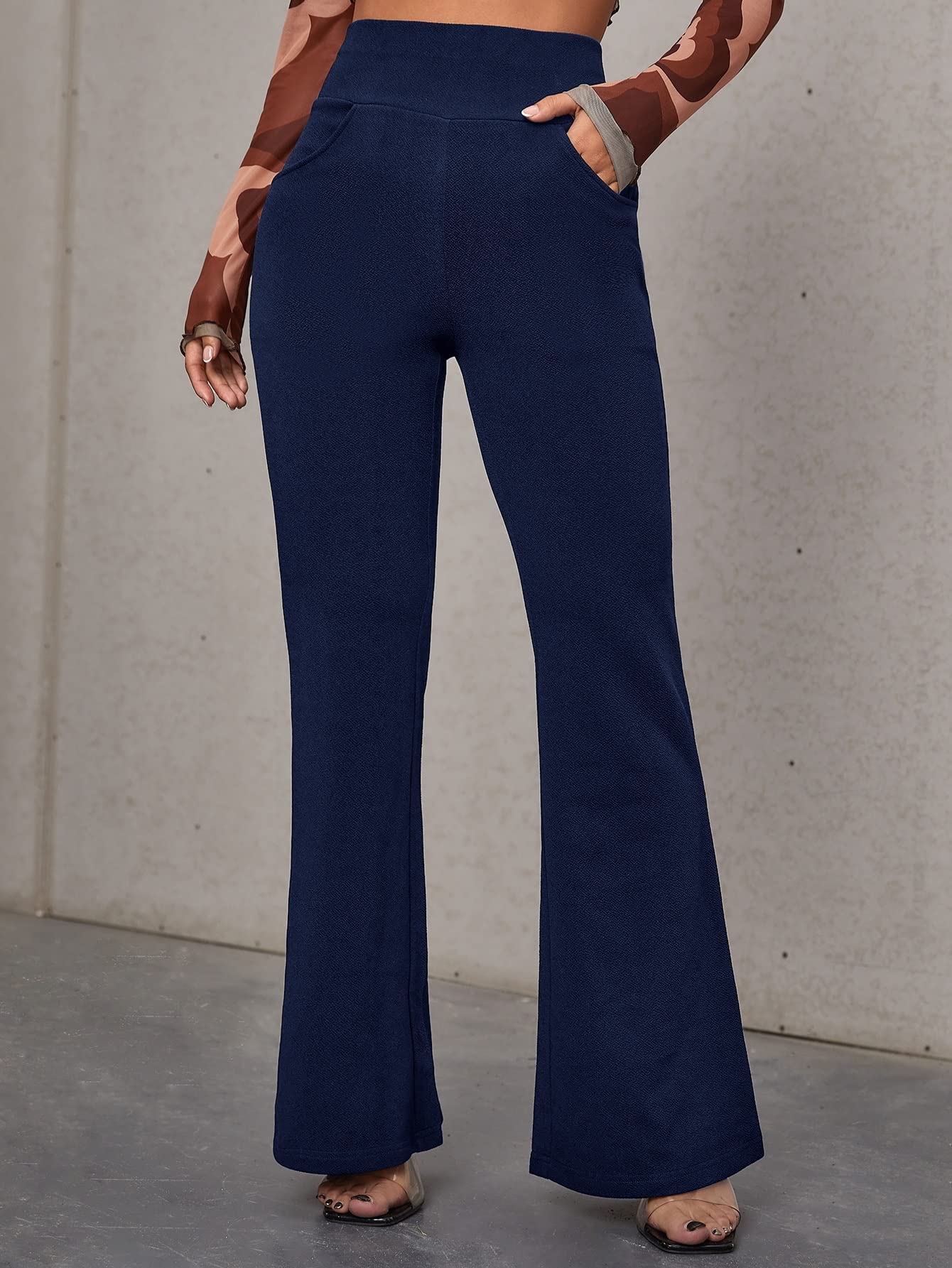 Womens Pants High Waist Slant Pocket Leg Pants Work Casual Pants