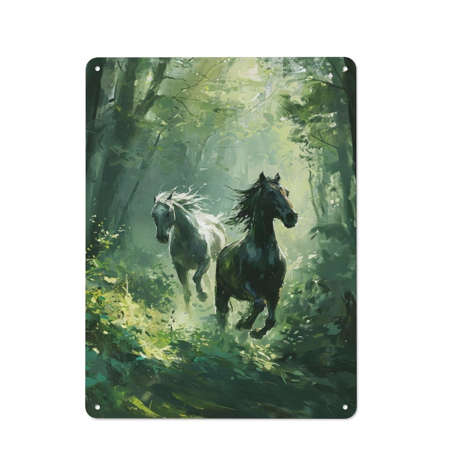 Junmoney Forest Galloping Duo For Man Cave Or Games Room, Retro Metal Plaque 40X30cm, For Metal Sign Collectors, For Garage And Workshop Walls