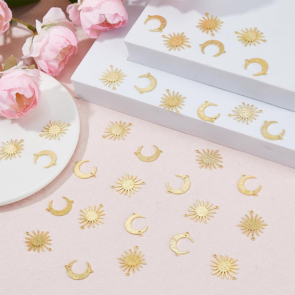40Pcs Brass Moon Connector Sun Moons Links Golden Pendant Link Small Sun Jewelry Charm Half Moon Blank Tag Charm for Jewelry Earring Bracelet Necklace Making - Image 4
