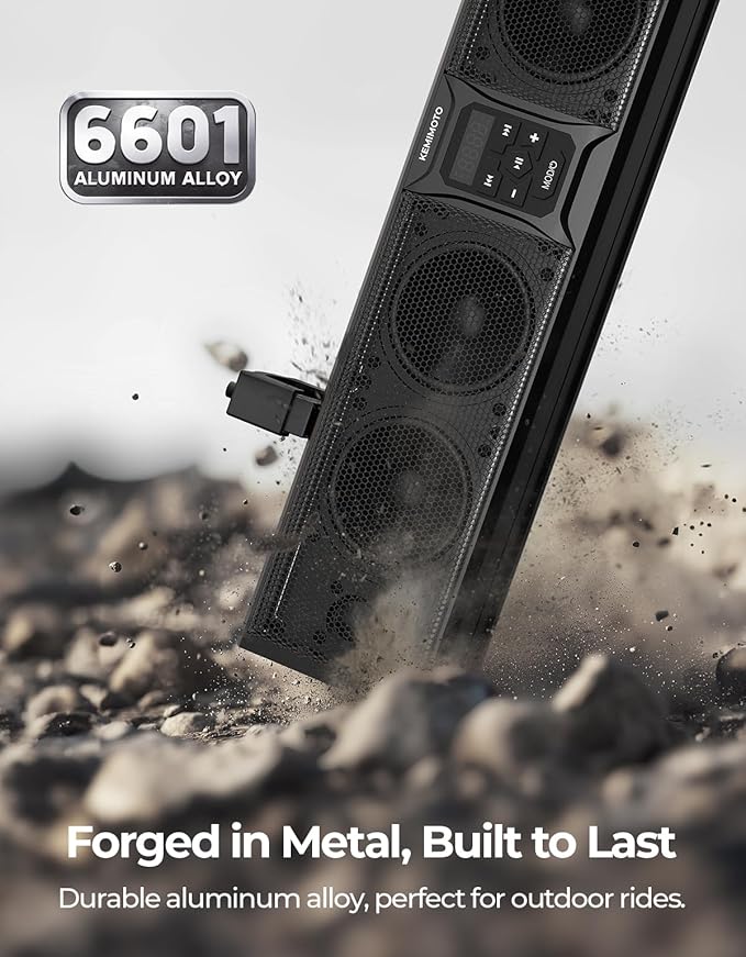 Barra de Sonido Metálica KEMIMOTO 6 Parlantes 25" IP65 para UTV/ATV miniatura 4