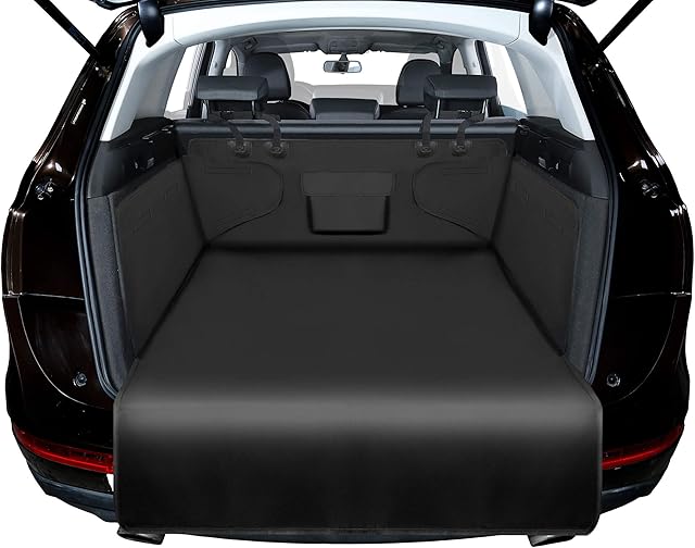 Alfheim Car Boot Liner Protector - Nonslip Waterproof Pet Dog Back Seat Cover - Durable Washable Cargo Cover Mat Travel, Universal for Medium Small Car Truck SUV (Black)