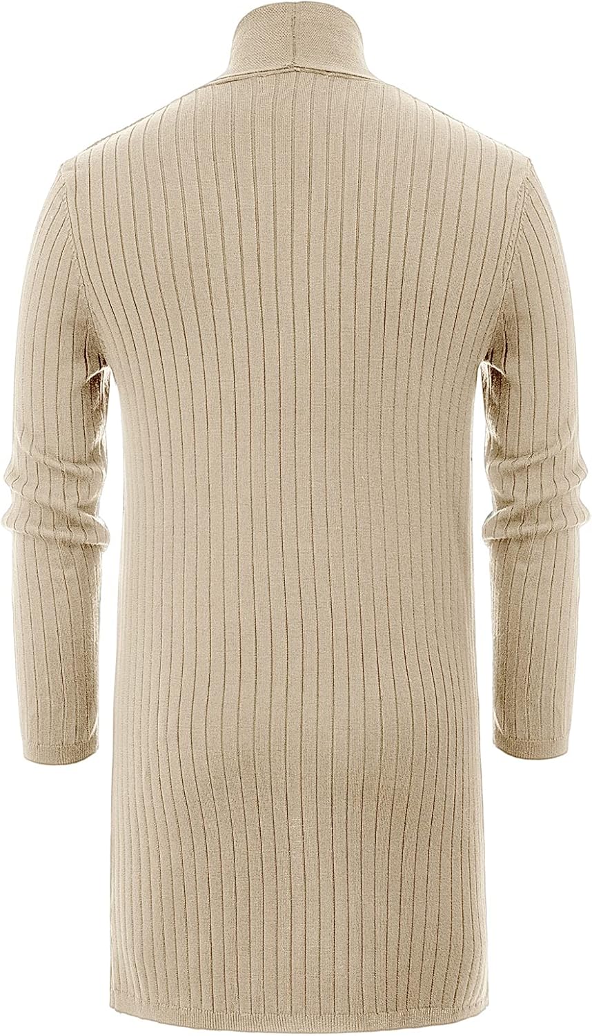 PJ PUAL JONES Men's Shawl Collar Open Front Long Cardigan Ribbed Knit Sweater with Pockets - Image 3