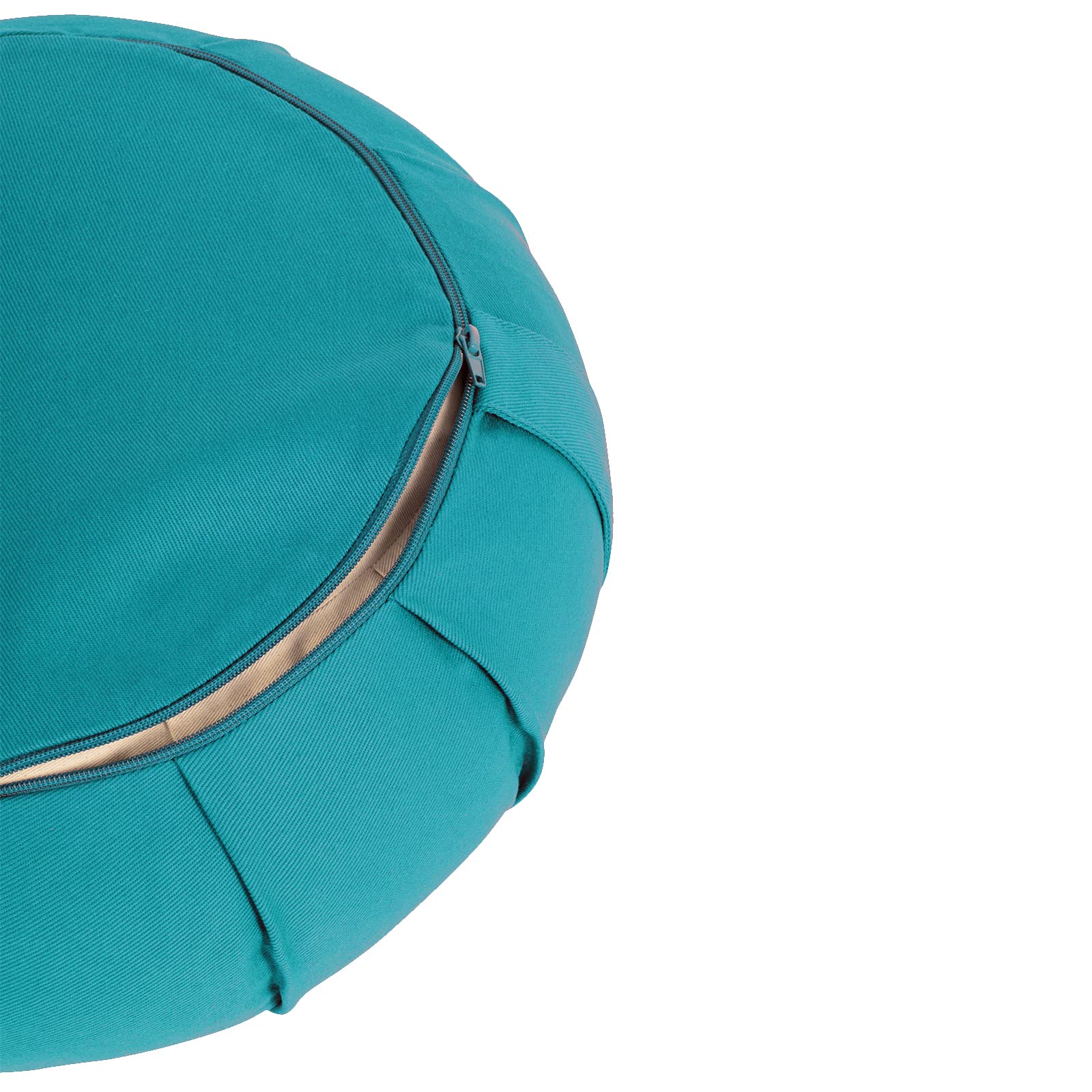 Yoga Studio Lotus Crescent Zafu - 42 x 13 x 18 cm, pufa do medytacji z bawełnianą osłoną, łuski gryki, uchwyt do przenoszenia, akcesoria do jogi (Aqua)