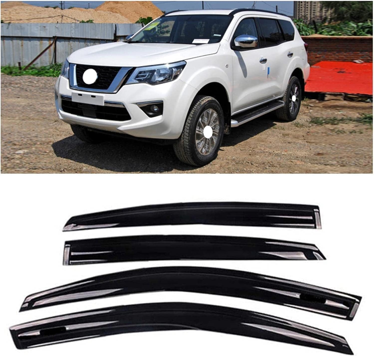 WeiYH Wind Deflectors for Nissan Terra 2018-2020, Keep Your Car Ventilated in Rain Car Rain Guard Shield Stick-on Fitment Weathershields