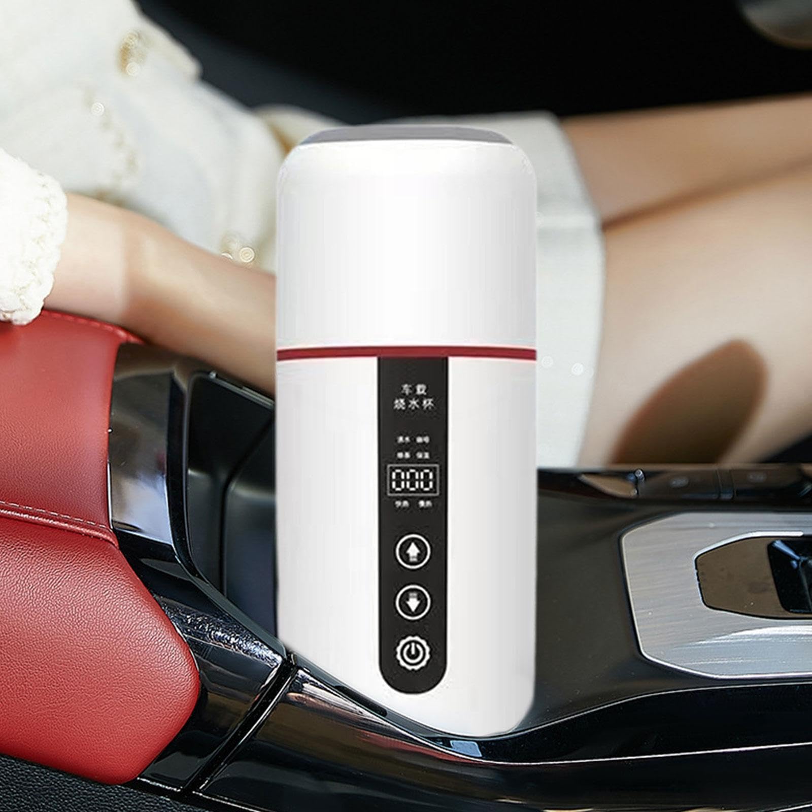 Taza Térmica Portátil para Coche de 12V/24V, Ideal para Té, Bebidas, La Escuela, El Trabajo, Blanco, Individual