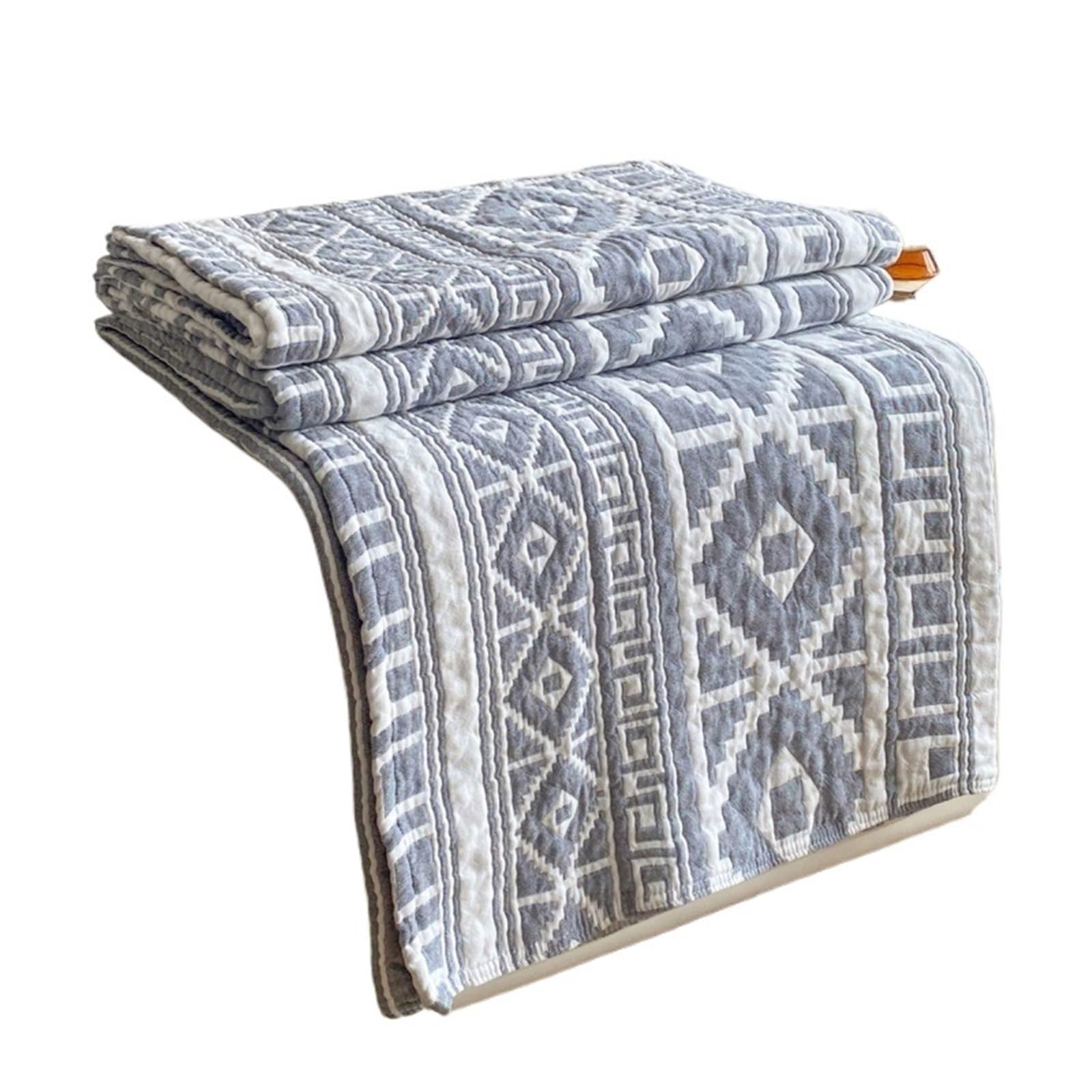 LPACXBYD Muslin Throw Blanket Washed Cotton Towel Quilt Four-layer Gauze Summer Cool Office Nap Blanket Sofa Decor Cover 150 * 200/200 * 230(Blue,150x200cm)
