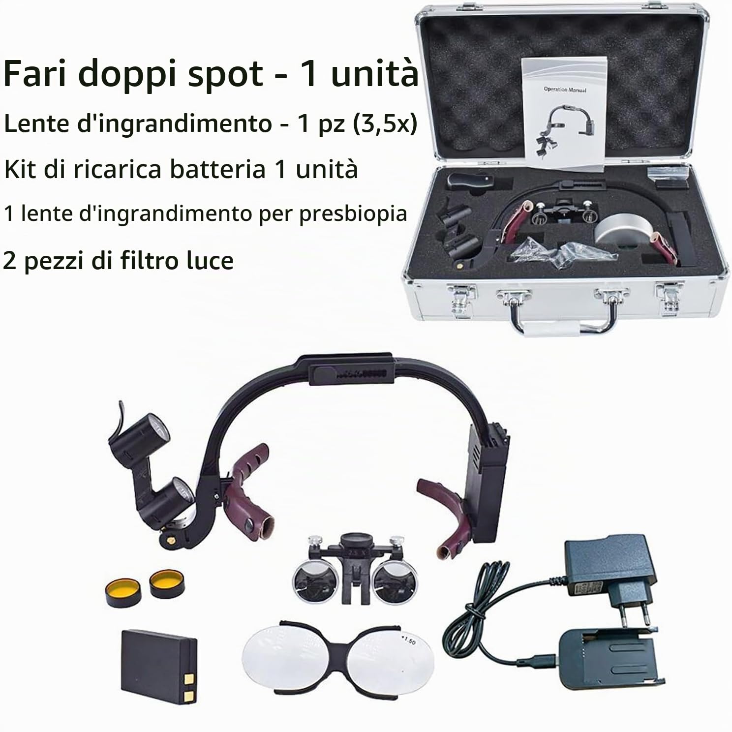 KEULEN Occhialini Odontoiatrici, Faro 2.5X/3.5X con Custodia, Occhialini Binoculari Medici Chirurgici, Tenuta Dell'archetto Regolabile E Distanza Dell'oculare, per Dentista, Chirurgia, Laboratorio